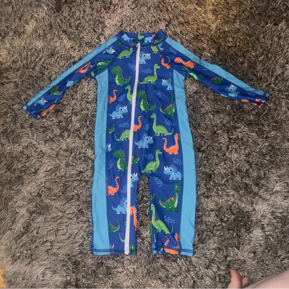 Kids' Blue Dinosaur Print Swimsuit